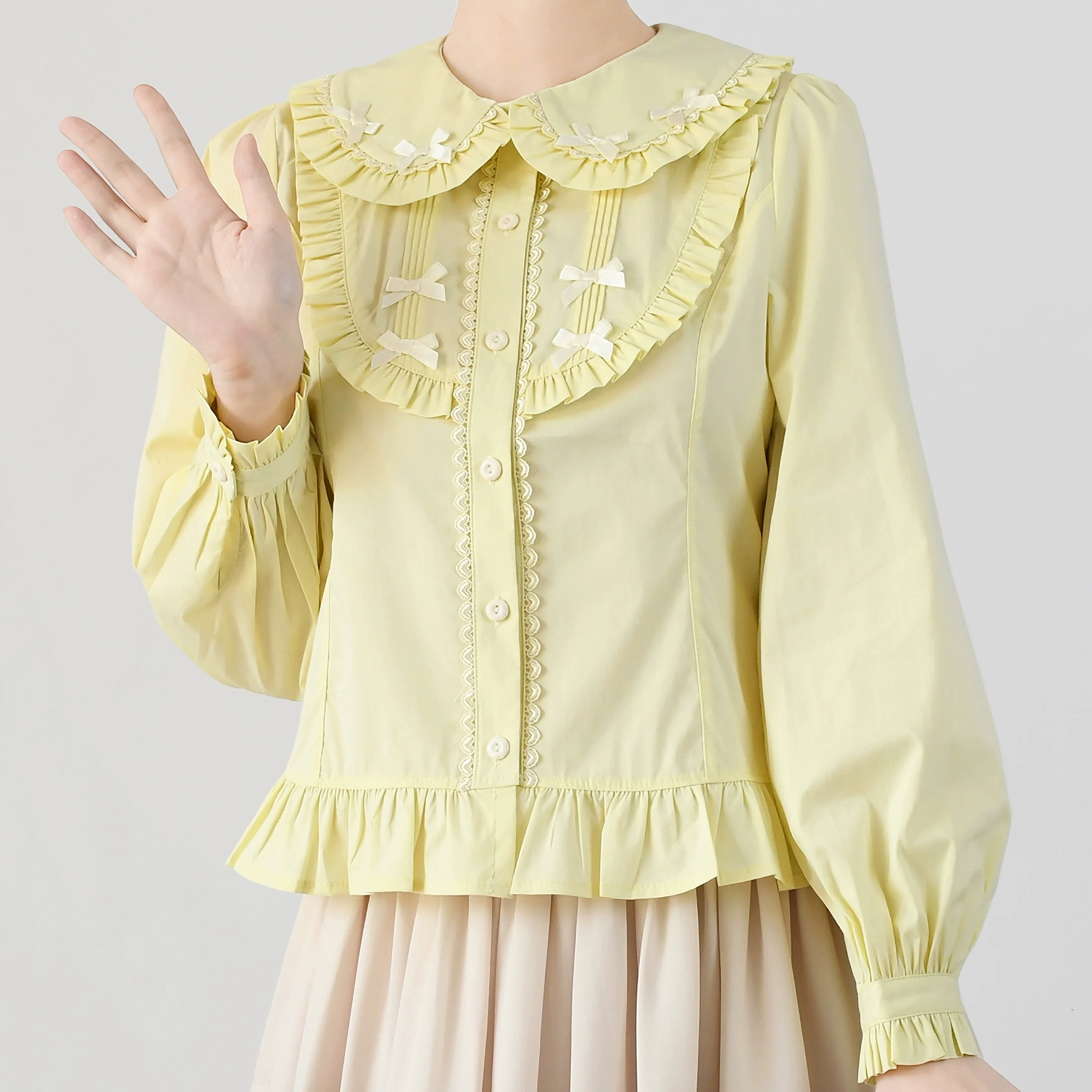 Sweet Lolita Blouse Doll Collar Lolita Shirt With Bubble Sleeve - Image 2