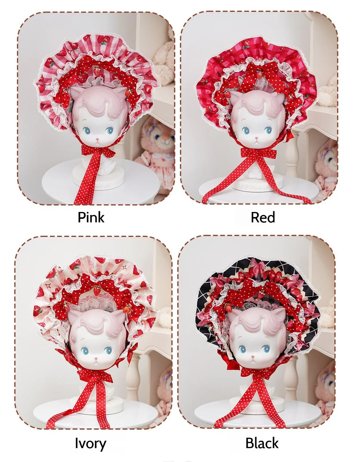 Mengfuzi - Strawberry - Sweet Lolita BNT Strawberry Print Detachable Sleeves - Image 10