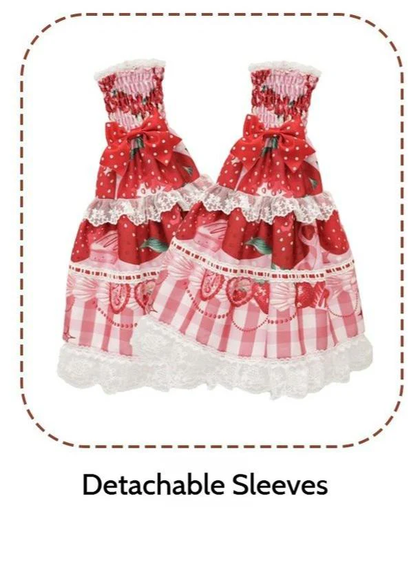 Mengfuzi - Strawberry - Sweet Lolita BNT Strawberry Print Detachable Sleeves - Image 11