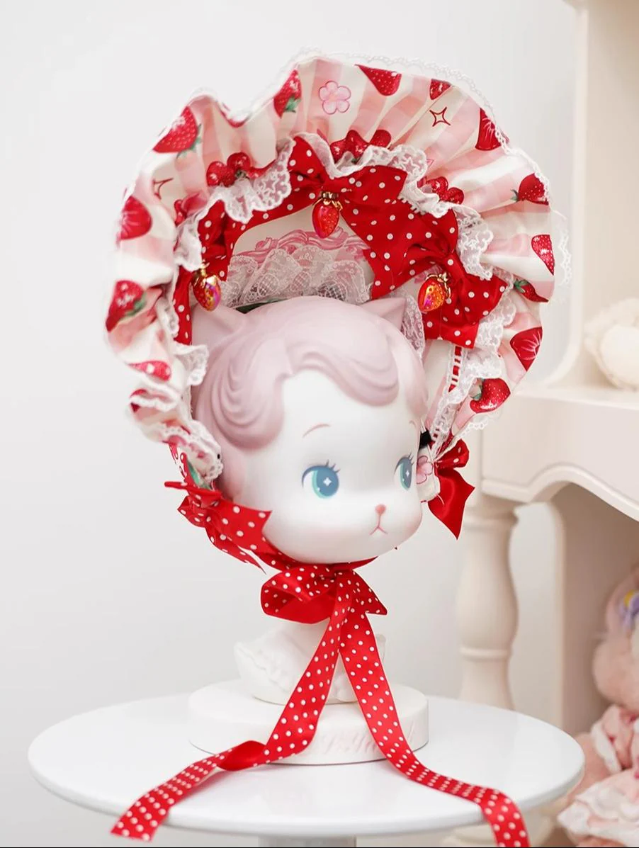 Mengfuzi - Strawberry - Sweet Lolita BNT Strawberry Print Detachable Sleeves - Image 4