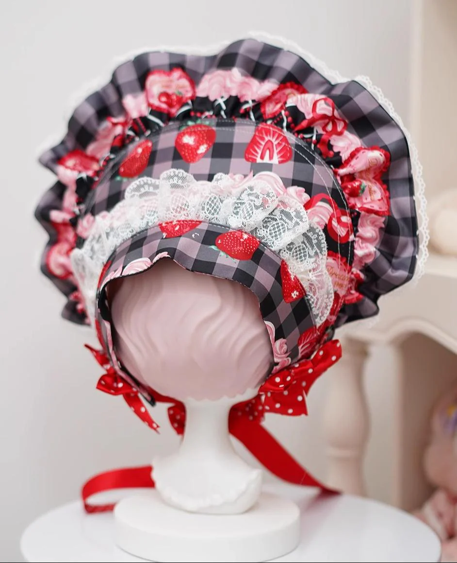 Mengfuzi - Strawberry - Sweet Lolita BNT Strawberry Print Detachable Sleeves - Image 7