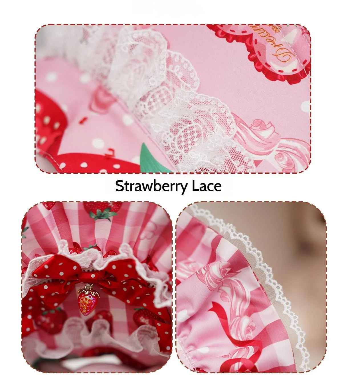 Mengfuzi - Strawberry - Sweet Lolita BNT Strawberry Print Detachable Sleeves - Image 8