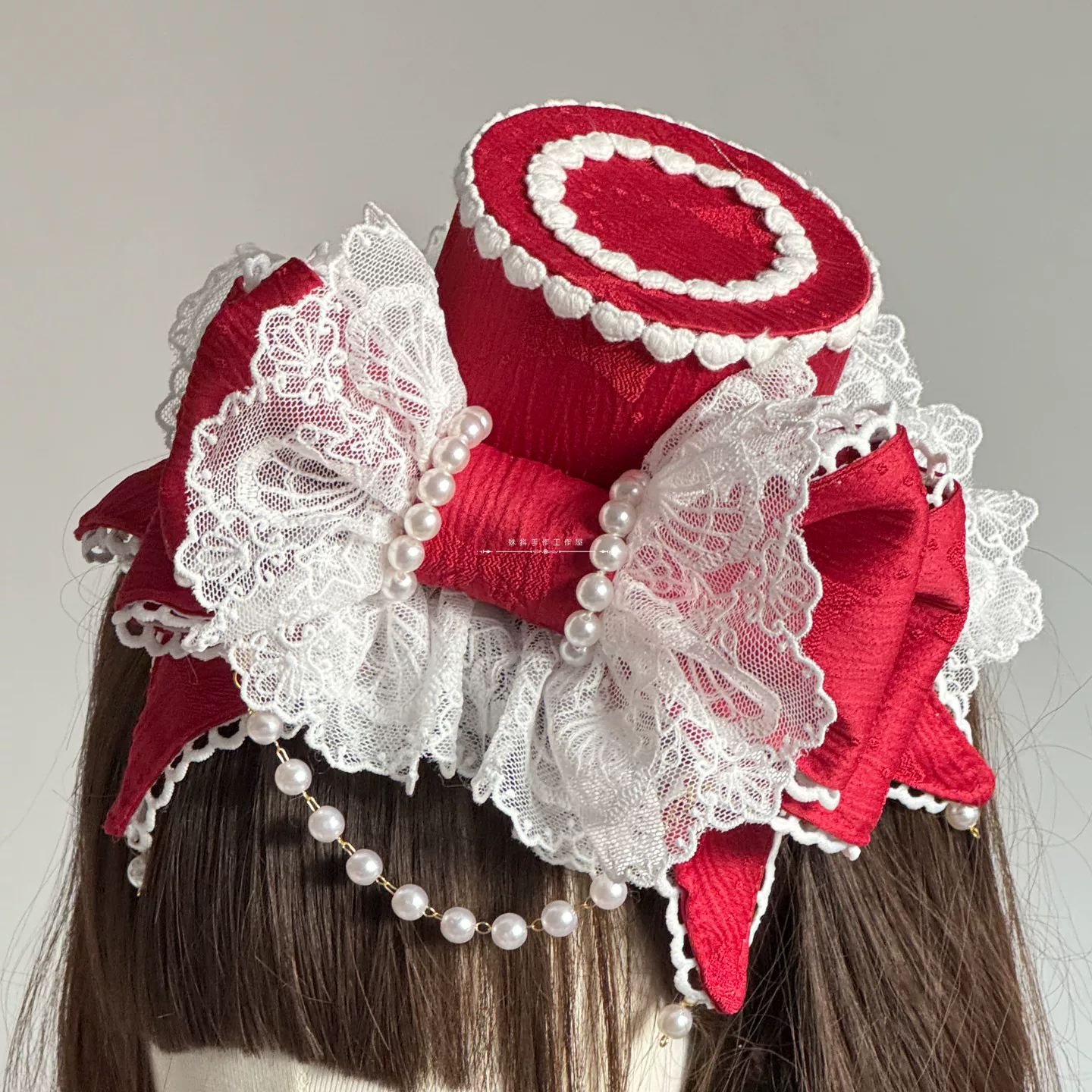 Sweet Lolita Bowknot Top Hat, Lace & Pearl Detail - Image 14