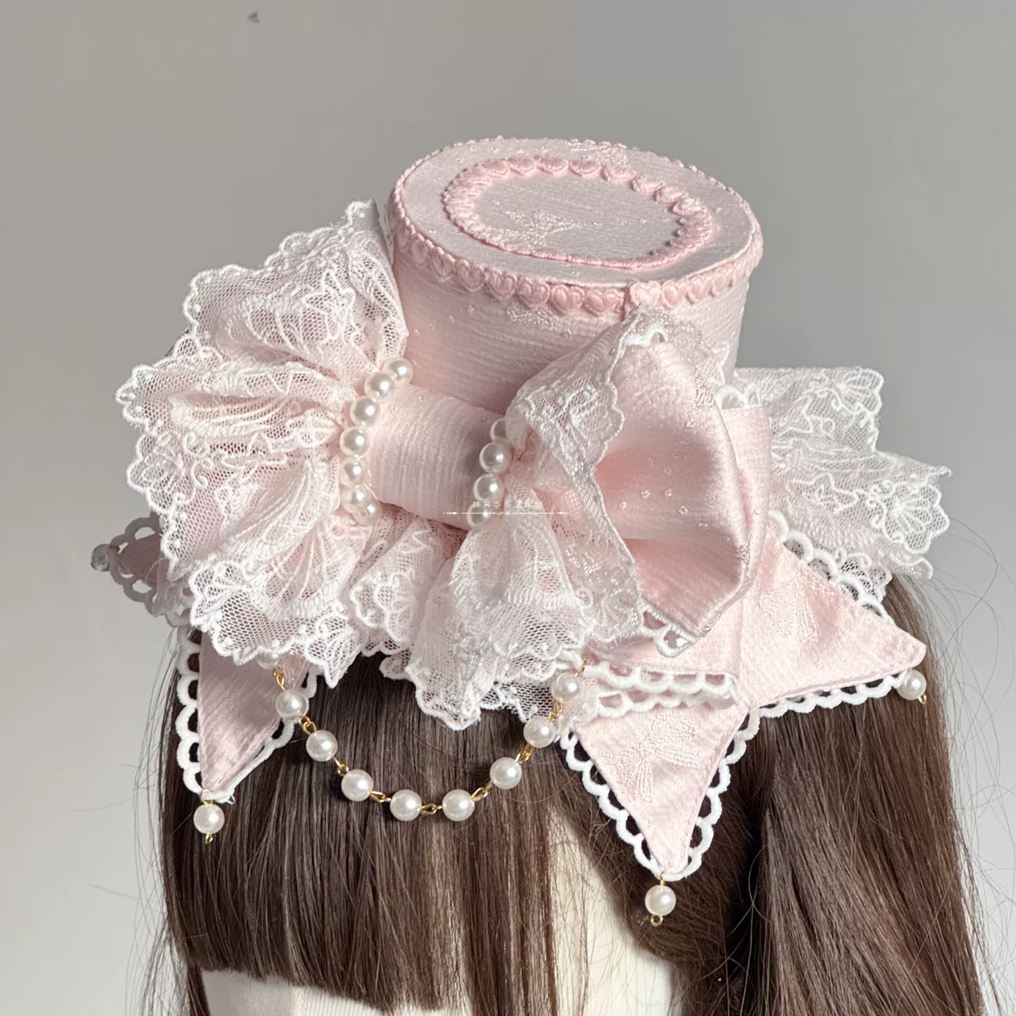 Sweet Lolita Bowknot Top Hat, Lace & Pearl Detail - Image 16