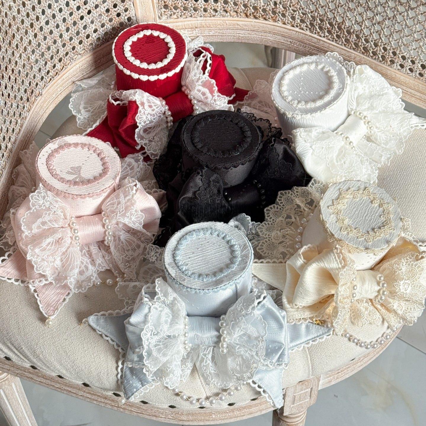 Sweet Lolita Bowknot Top Hat, Lace & Pearl Detail - Image 2