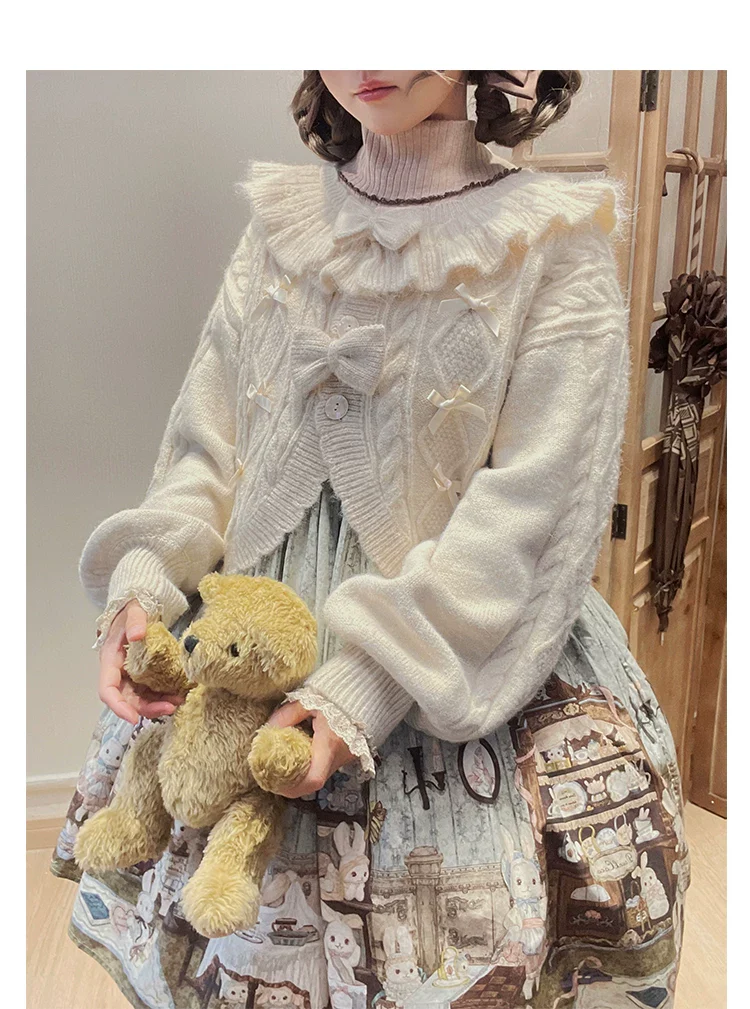 Napoleon Pastry - Sweet Lolita Cardigan, Detachable Bows - Image 10