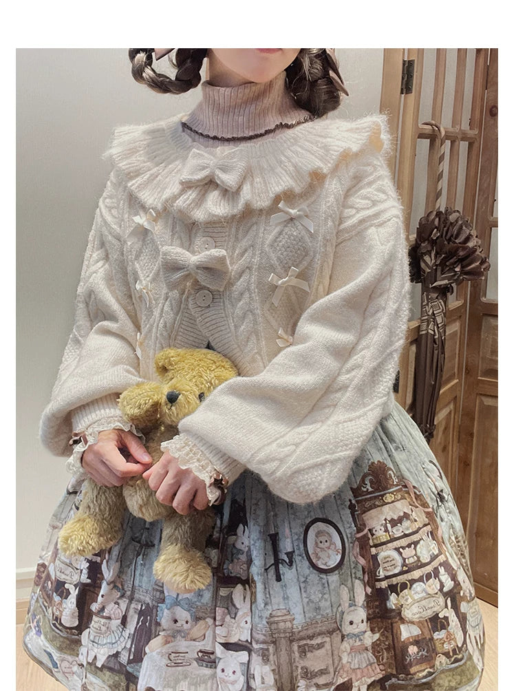Napoleon Pastry - Sweet Lolita Cardigan, Detachable Bows - Image 11