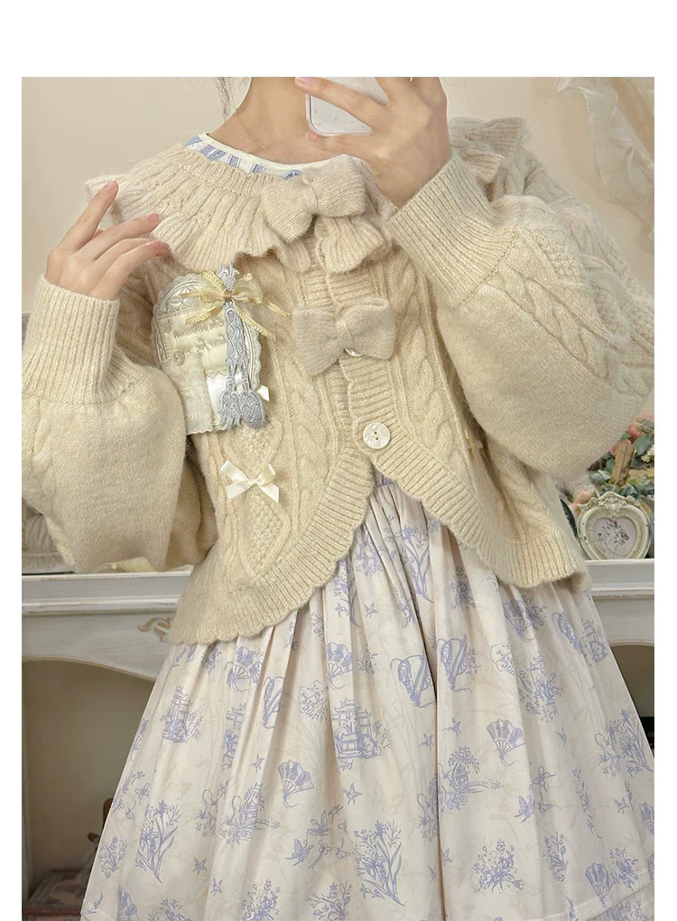 Napoleon Pastry - Sweet Lolita Cardigan, Detachable Bows - Image 18