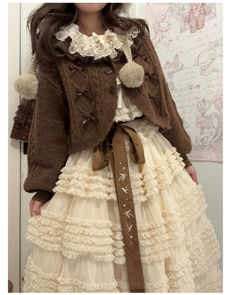 Napoleon Pastry - Sweet Lolita Cardigan, Detachable Bows - Image 23