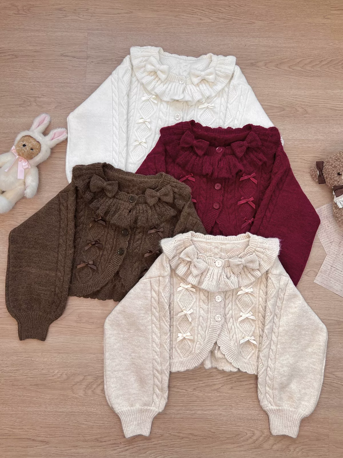 Napoleon Pastry - Sweet Lolita Cardigan, Detachable Bows - Image 25