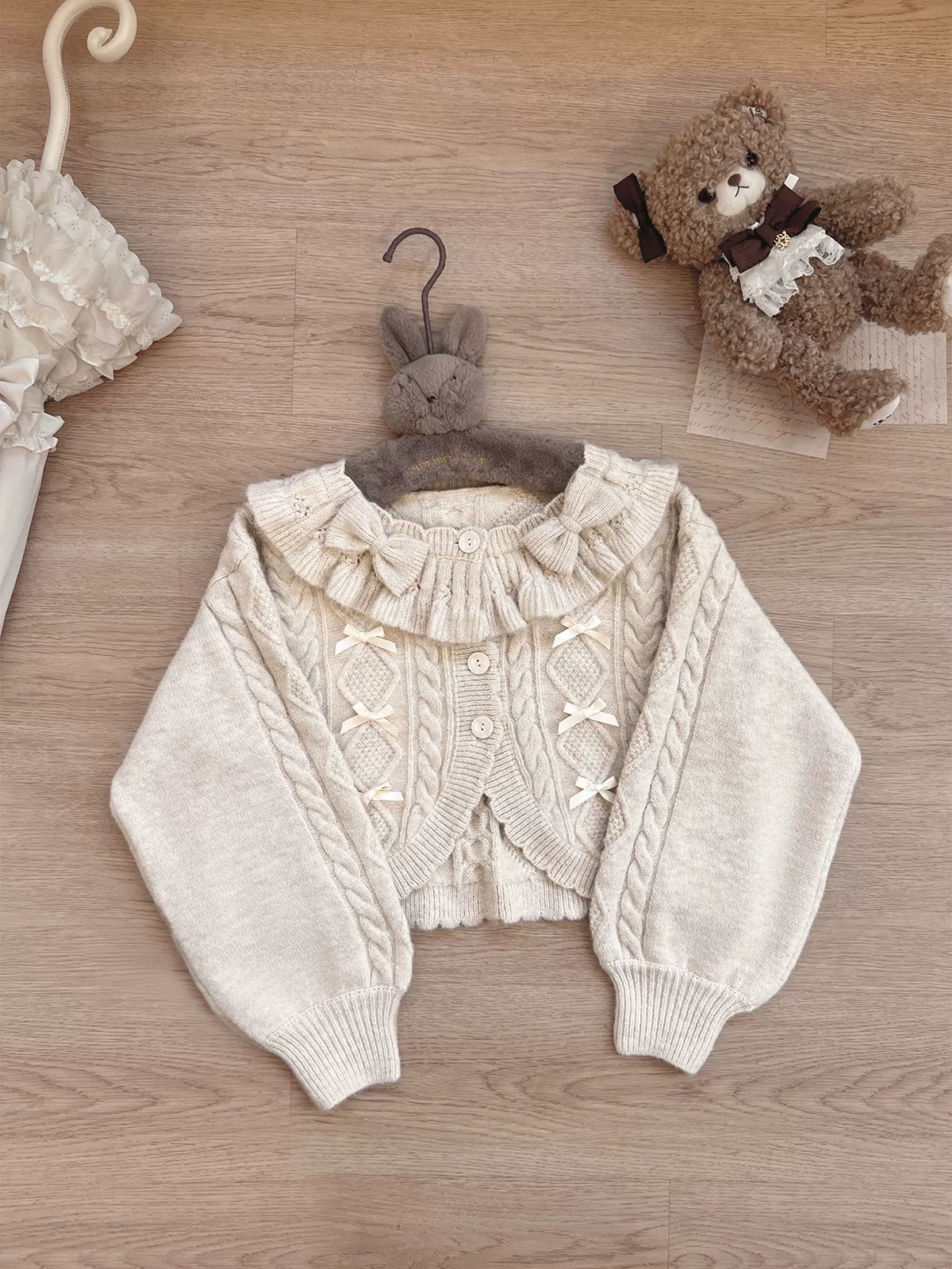 Napoleon Pastry - Sweet Lolita Cardigan, Detachable Bows - Image 28