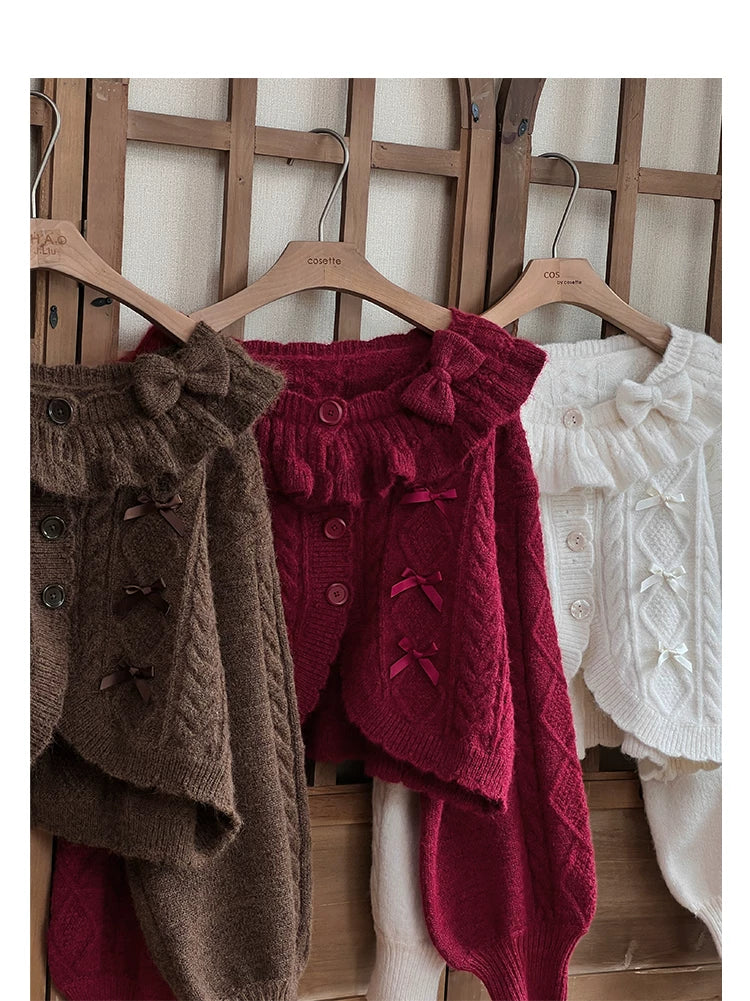 Napoleon Pastry - Sweet Lolita Cardigan, Detachable Bows - Image 32