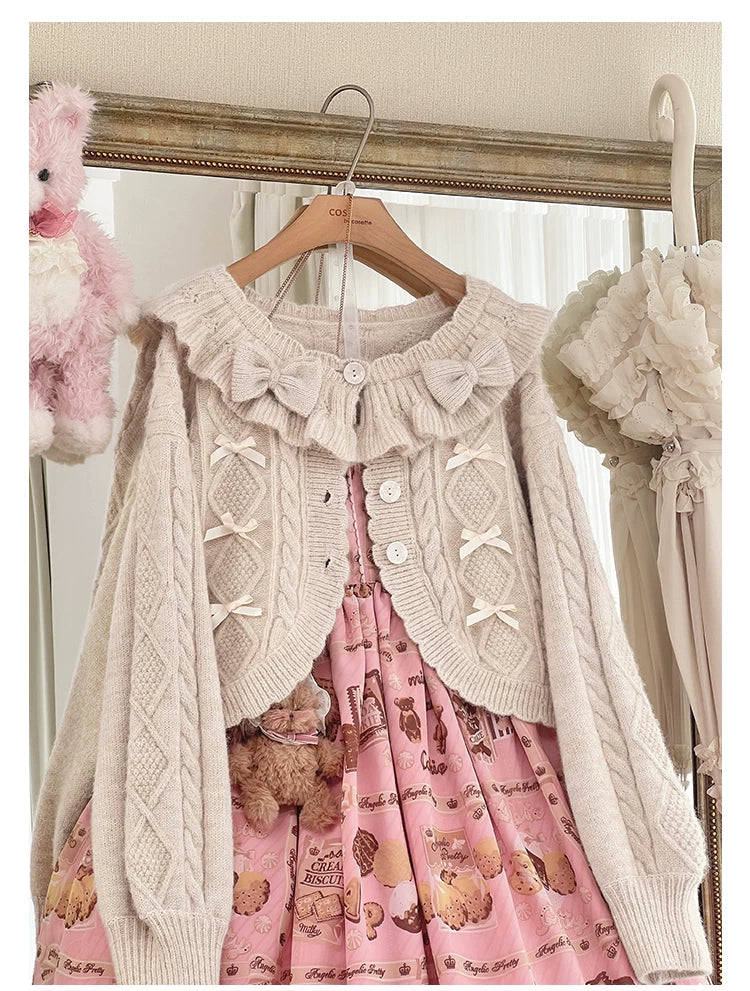 Napoleon Pastry - Sweet Lolita Cardigan, Detachable Bows - Image 35