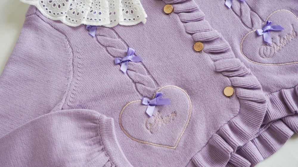 Sugar Frost - Sweet Lolita Cardigan Knit Embroidered Sweater - Image 185