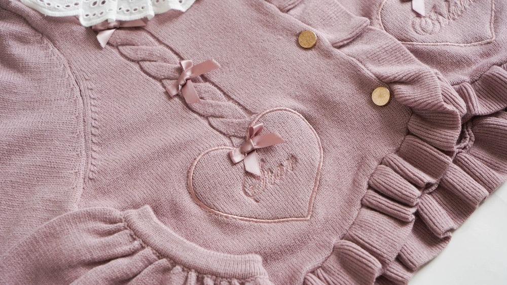 Sugar Frost - Sweet Lolita Cardigan Knit Embroidered Sweater - Image 187