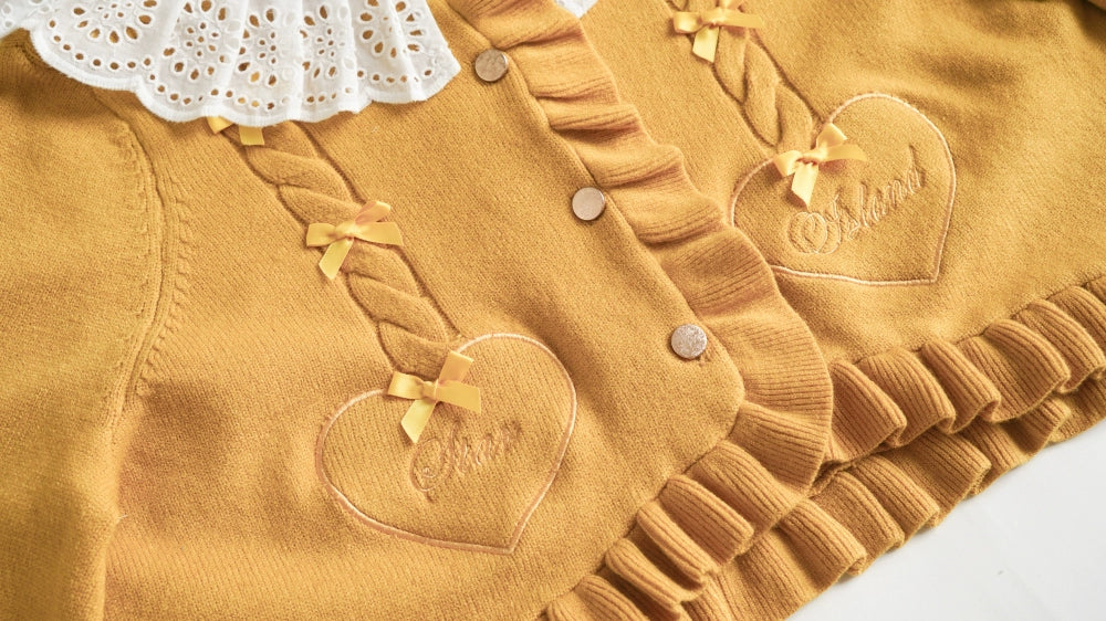 Sugar Frost - Sweet Lolita Cardigan Knit Embroidered Sweater - Image 226