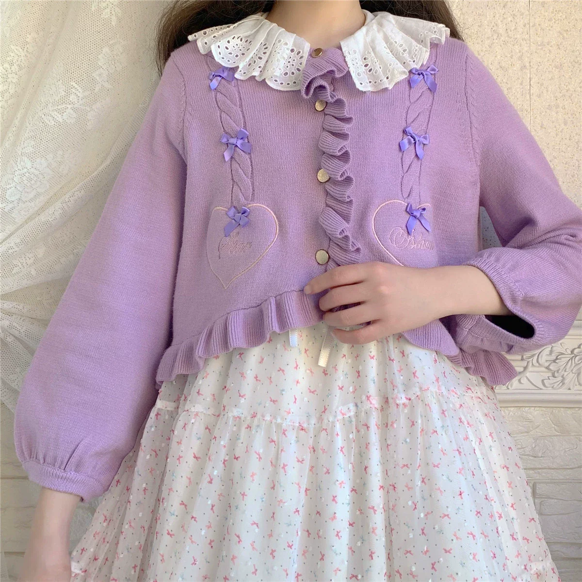 Sugar Frost - Sweet Lolita Cardigan Knit Embroidered Sweater - Image 41