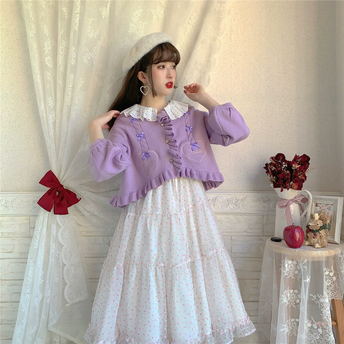 Sugar Frost - Sweet Lolita Cardigan Knit Embroidered Sweater - Image 44