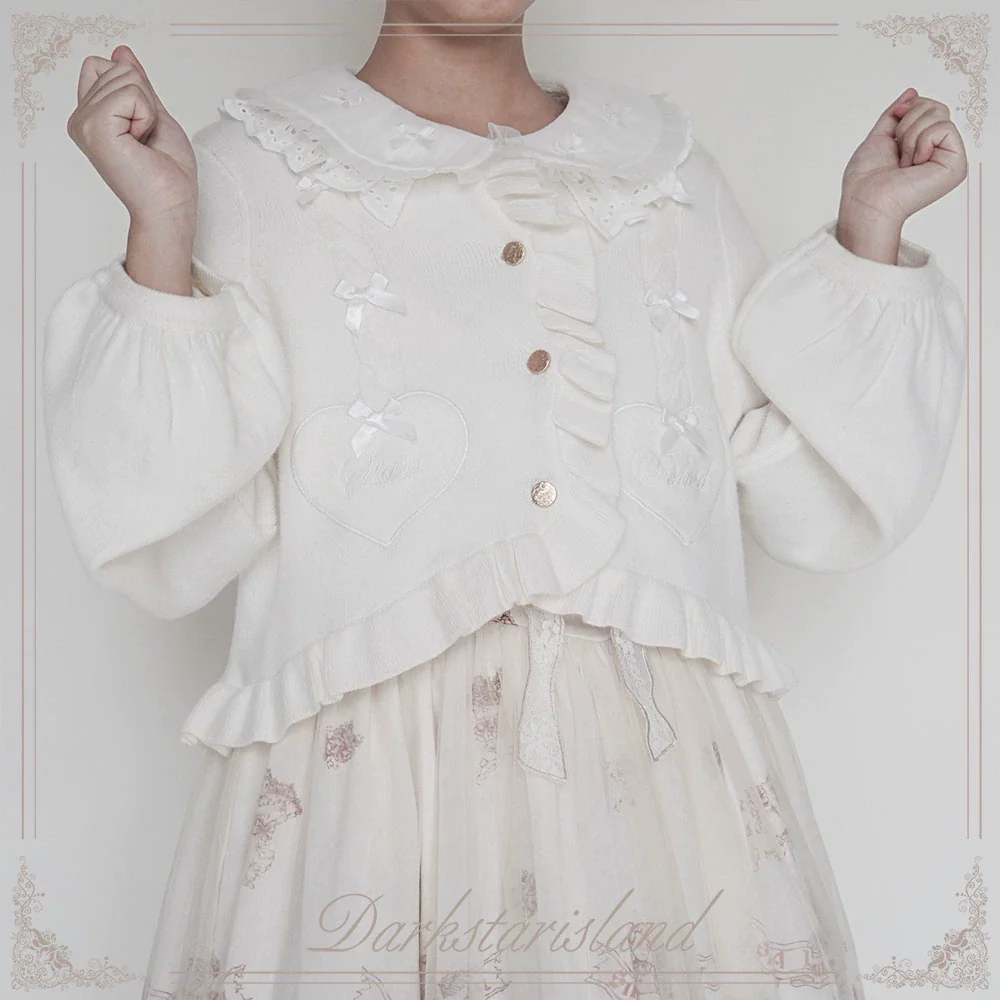 Sugar Frost - Sweet Lolita Cardigan Knit Embroidered Sweater - Image 80