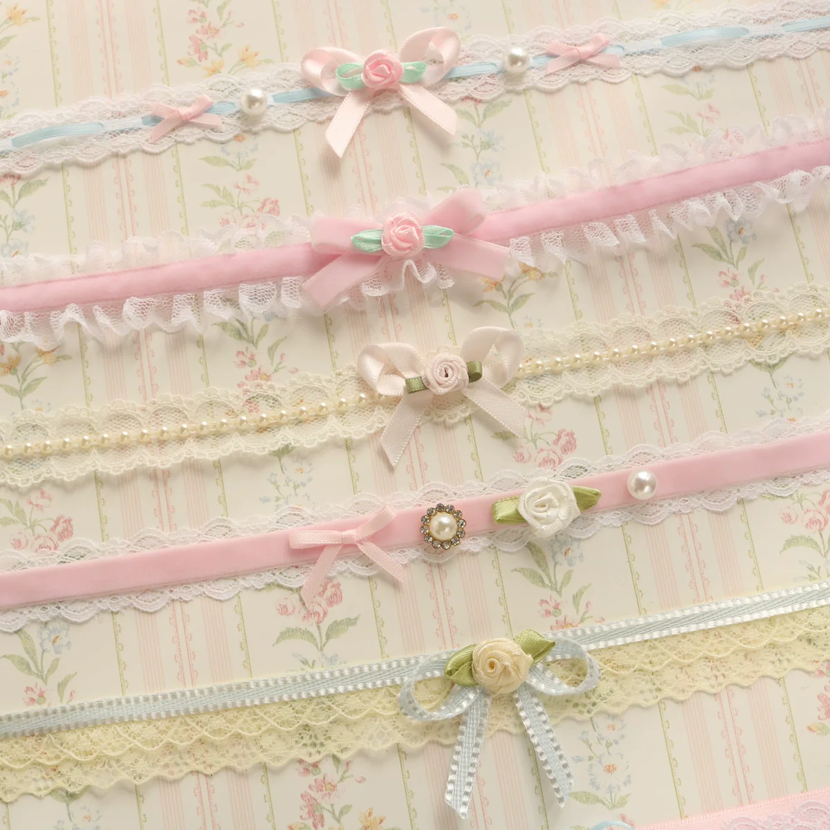 Creamy Bubbles - Sweet Lolita Choker Vintage Lace Rose Handmade Necklace - Image 35