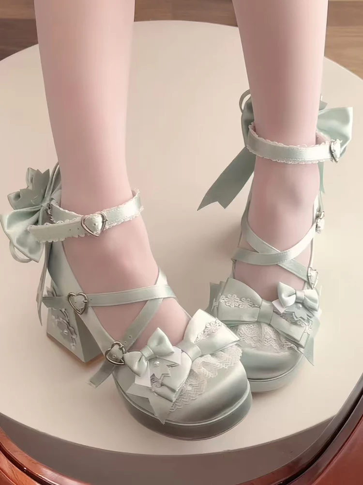 Sakura Oath - Sweet Lolita Chunky Heel, 3D Floral Decoration - Image 19