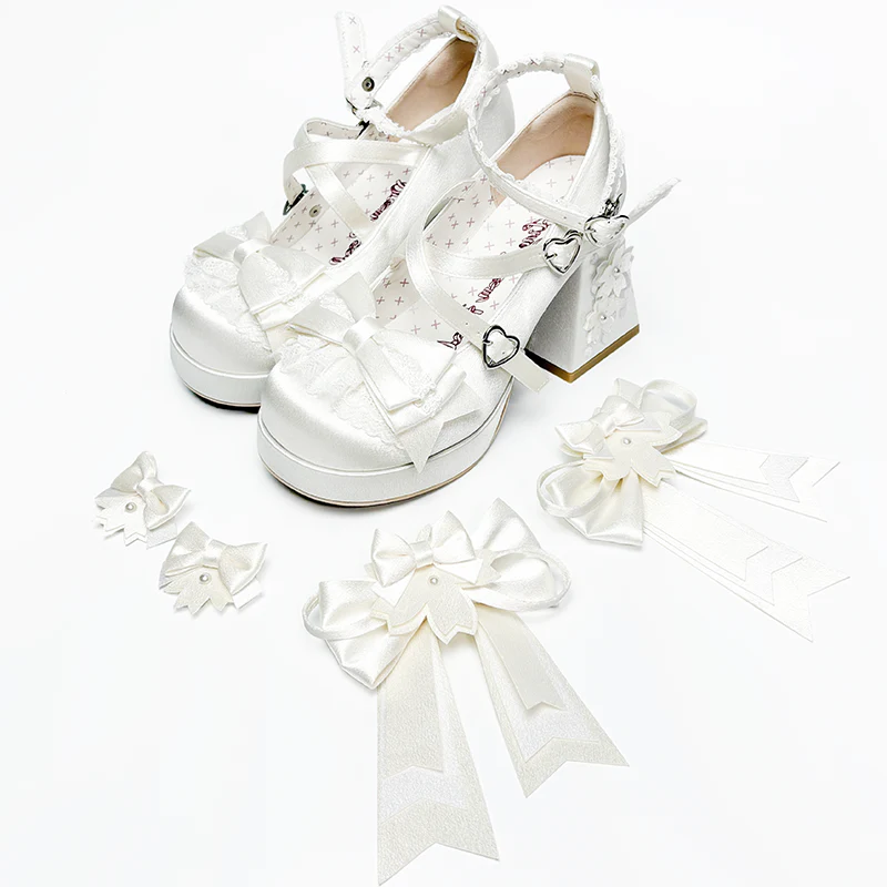 Sakura Oath - Sweet Lolita Chunky Heel, 3D Floral Decoration - Image 28
