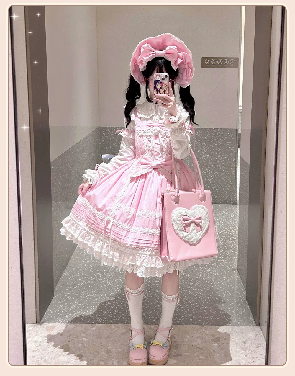Pure Diary - Sweet Lolita Cotton JSK Dress, Tiered Back Skirt - Image 6
