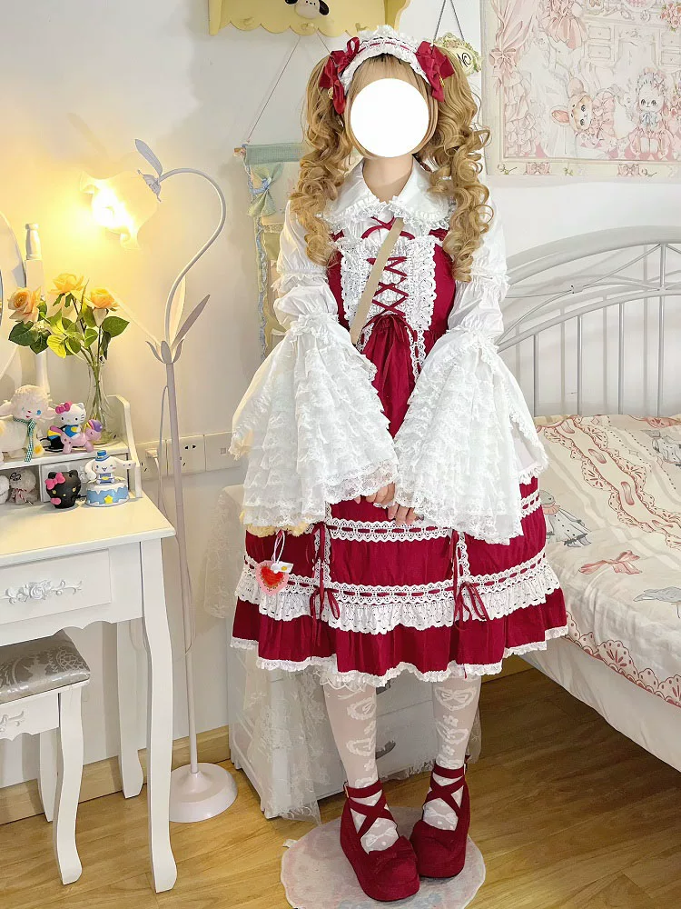 Sweet Lolita Cotton Shirt, Detachable Hime Sleeves - Image 2