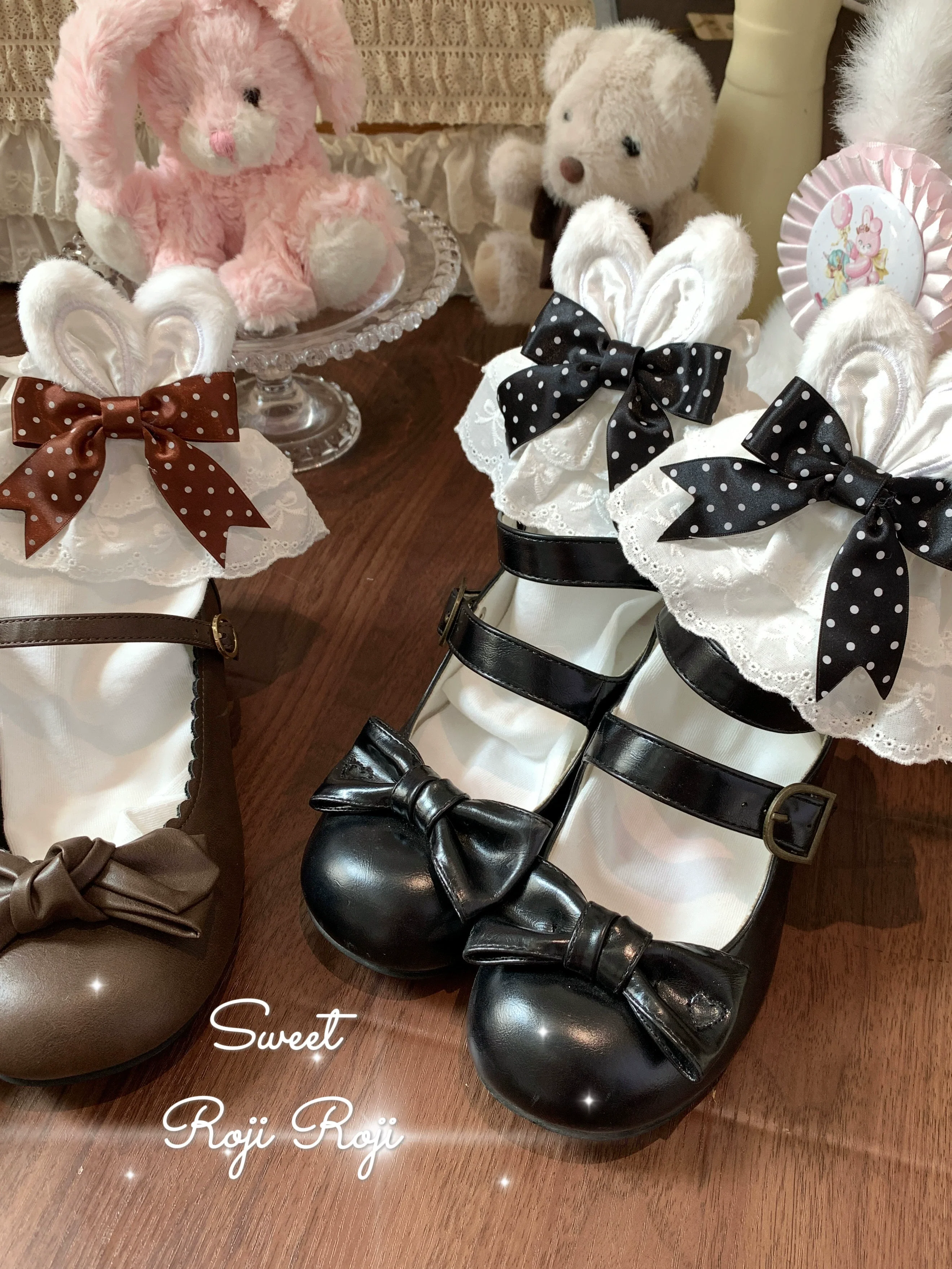 Roji Roji - Sweet Lolita Cotton Socks, Bunny Ear & Ribbon Bow - Image 14