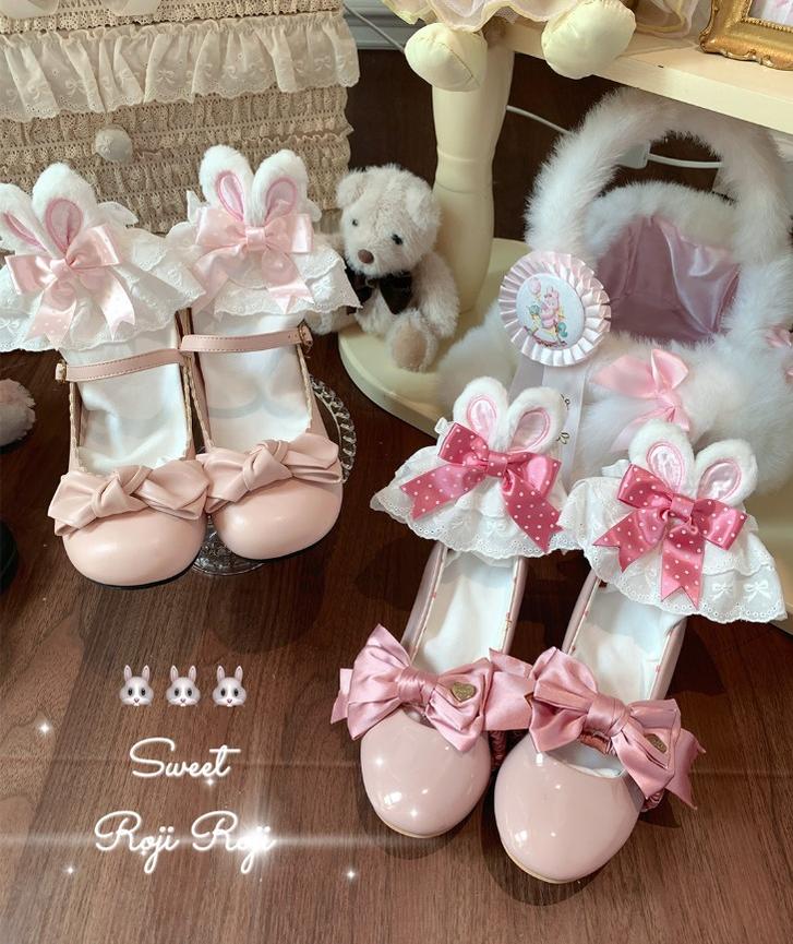 Roji Roji - Sweet Lolita Cotton Socks, Bunny Ear & Ribbon Bow - Image 15