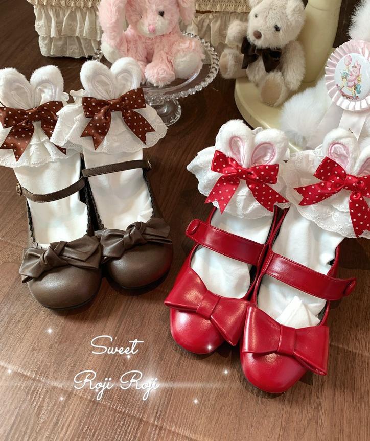 Roji Roji - Sweet Lolita Cotton Socks, Bunny Ear & Ribbon Bow - Image 16