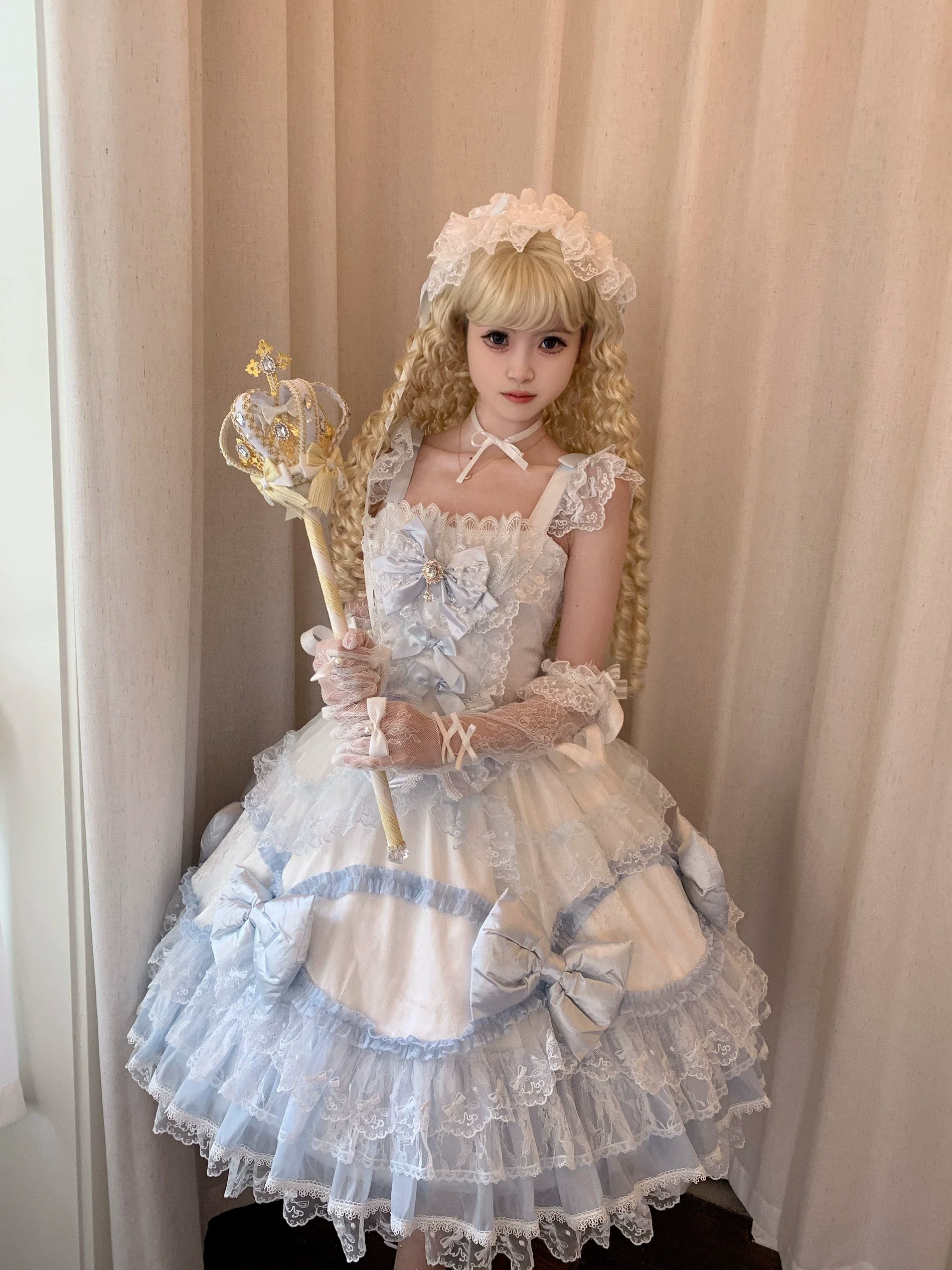 Floral Dream Isle - Sweet Lolita Doll-like JSK Dress, Bows & Lace - Image 22