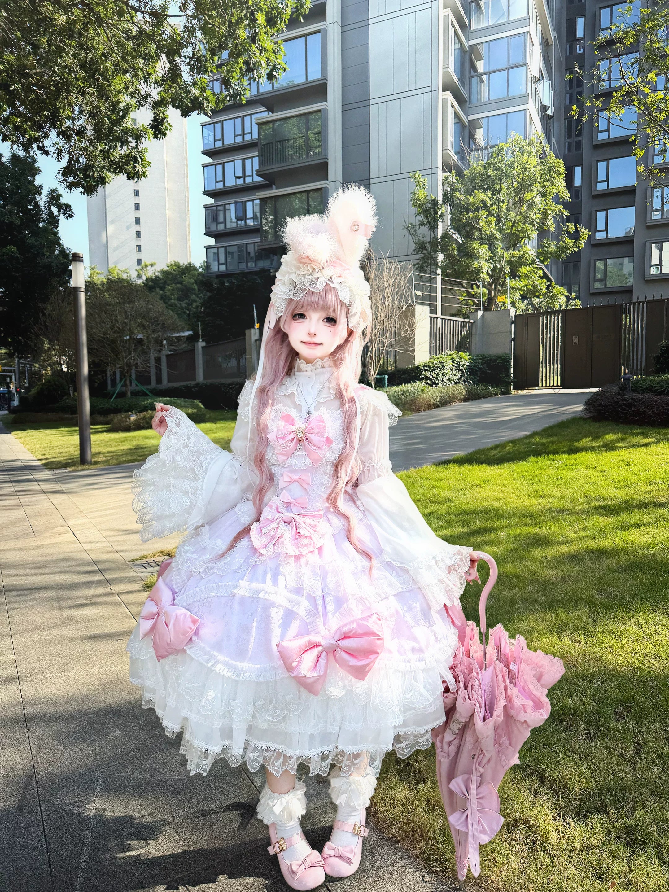 Floral Dream Isle - Sweet Lolita Doll-like JSK Dress, Bows & Lace - Image 32