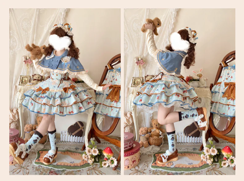 Cheese Mee Mee - Seaside Tea Party - Sweet Lolita Dress Cute Print JSK and Cape - Image 11