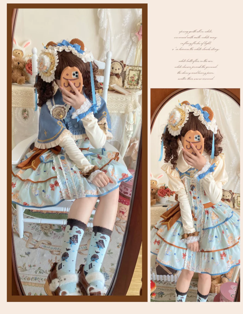 Cheese Mee Mee - Seaside Tea Party - Sweet Lolita Dress Cute Print JSK and Cape - Image 12