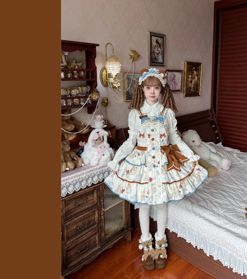 Cheese Mee Mee - Seaside Tea Party - Sweet Lolita Dress Cute Print JSK and Cape - Image 14
