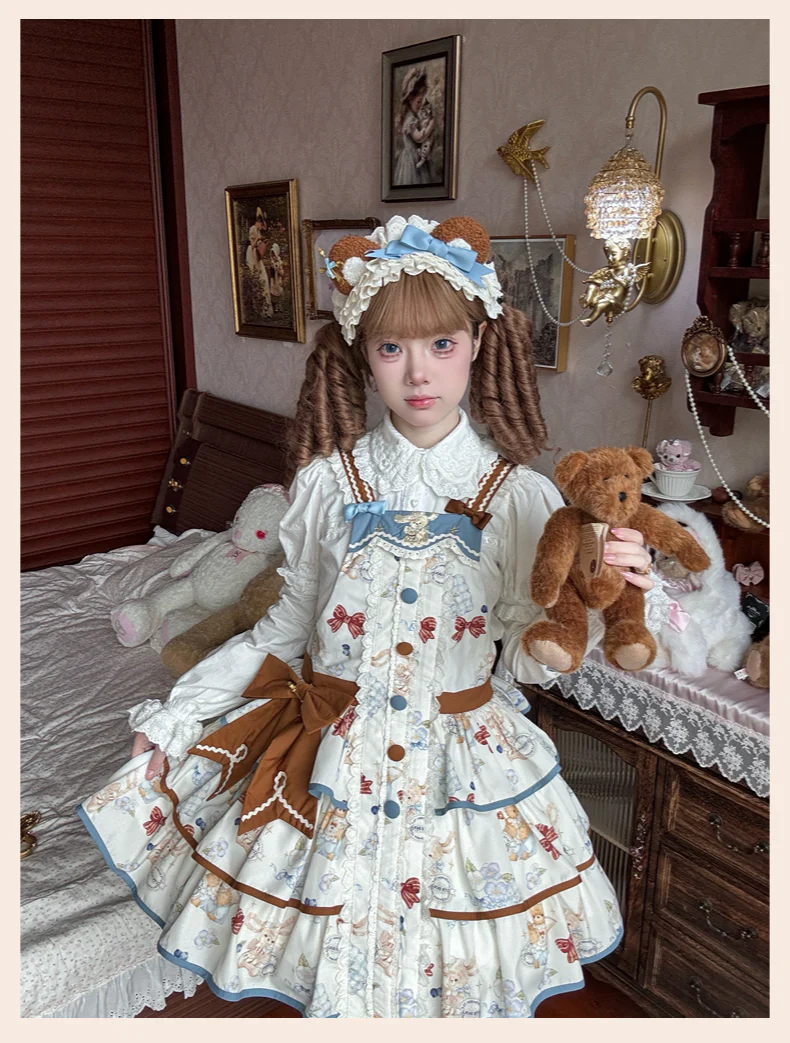 Cheese Mee Mee - Seaside Tea Party - Sweet Lolita Dress Cute Print JSK and Cape - Image 15