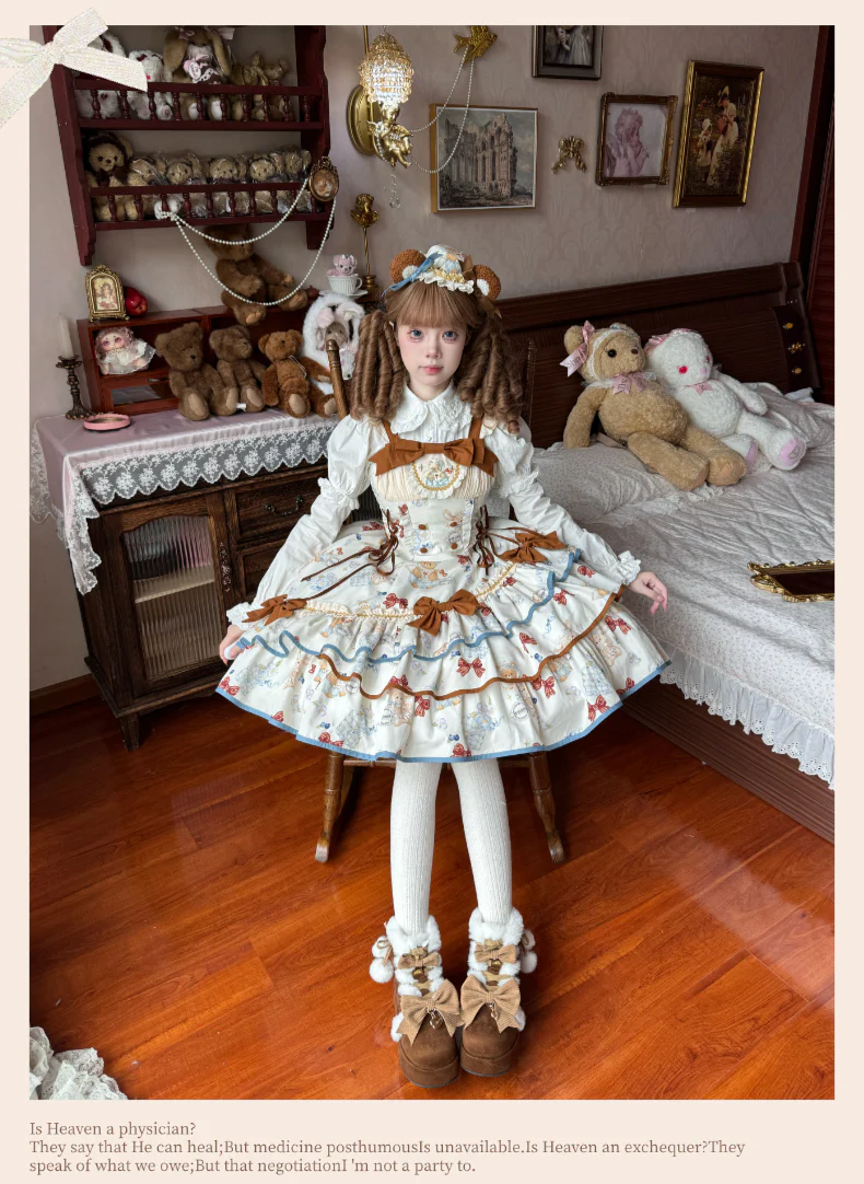 Cheese Mee Mee - Seaside Tea Party - Sweet Lolita Dress Cute Print JSK and Cape - Image 16