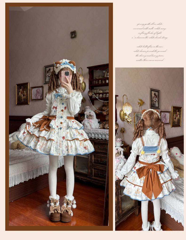 Cheese Mee Mee - Seaside Tea Party - Sweet Lolita Dress Cute Print JSK and Cape - Image 17