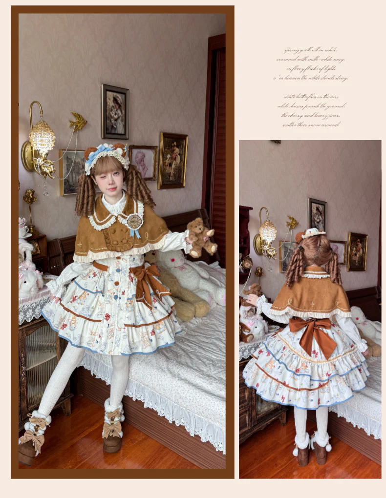 Cheese Mee Mee - Seaside Tea Party - Sweet Lolita Dress Cute Print JSK and Cape - Image 18