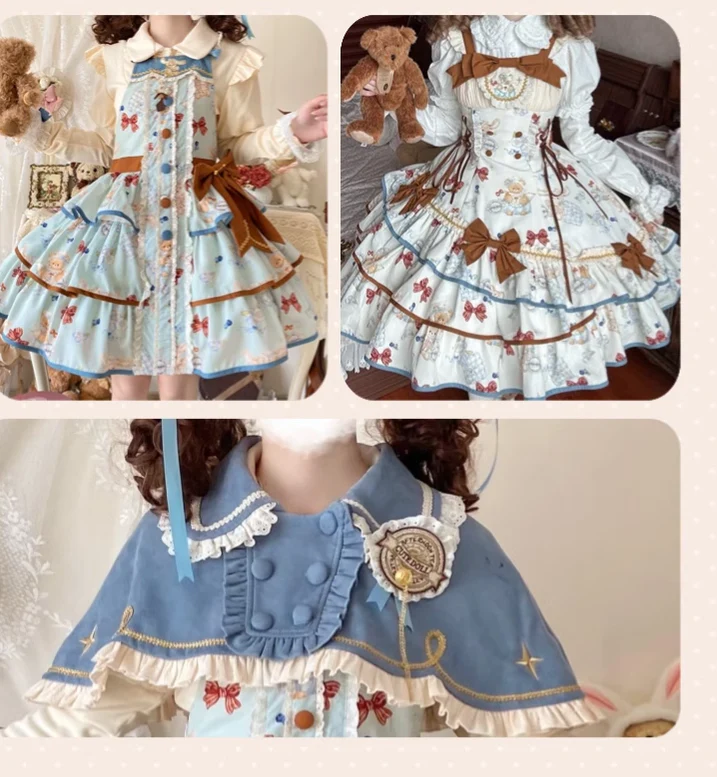 Cheese Mee Mee - Seaside Tea Party - Sweet Lolita Dress Cute Print JSK and Cape - Image 20