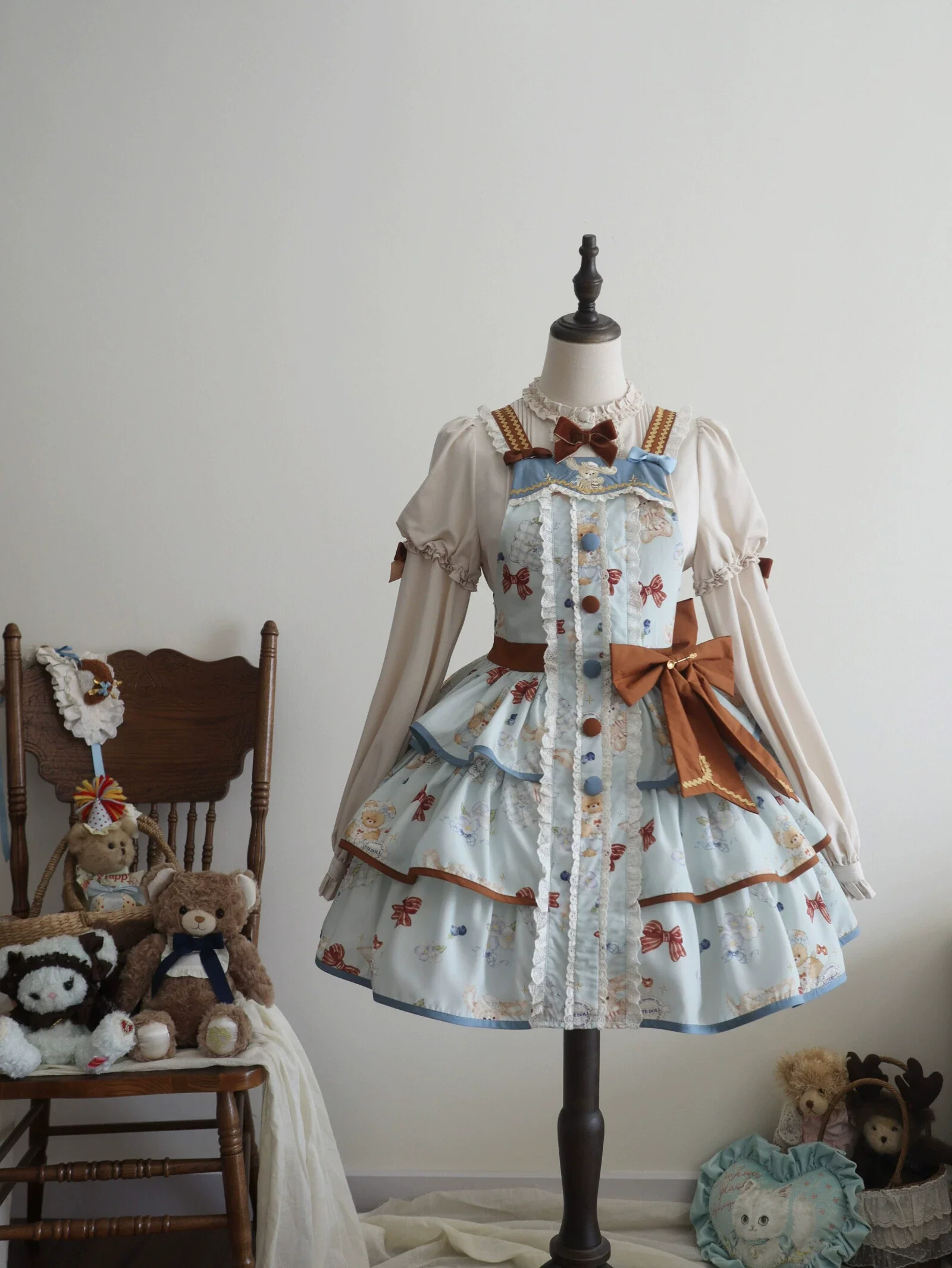 Cheese Mee Mee - Seaside Tea Party - Sweet Lolita Dress Cute Print JSK and Cape - Image 23
