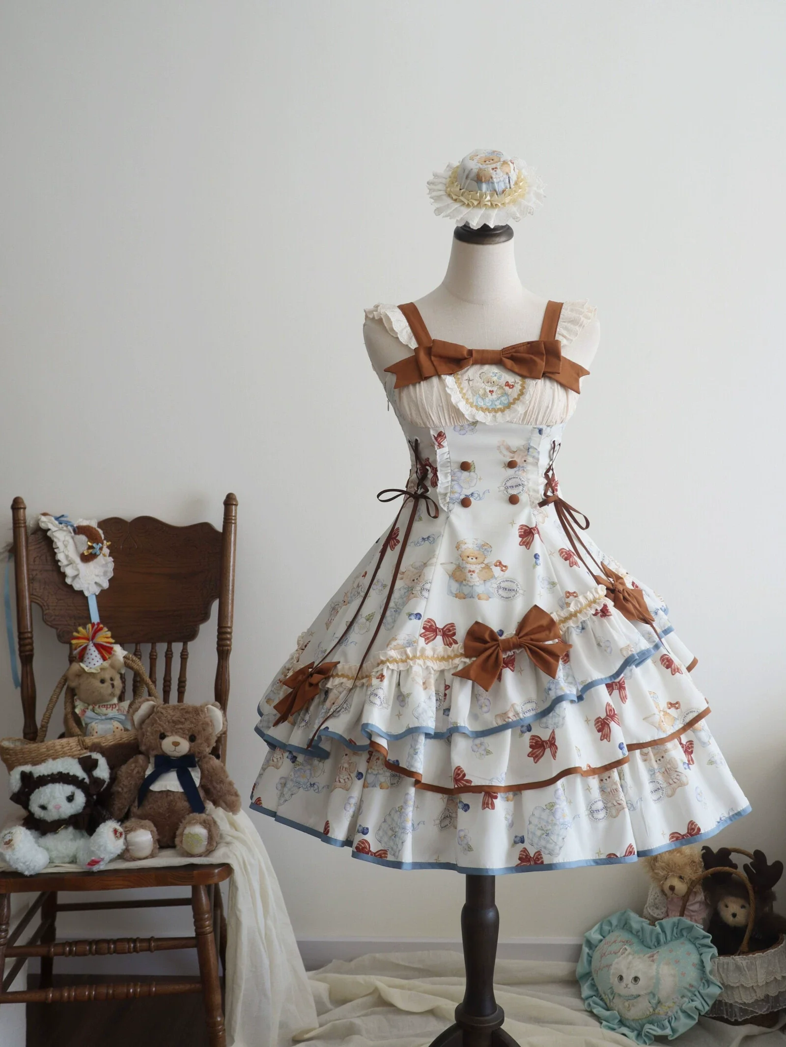 Cheese Mee Mee - Seaside Tea Party - Sweet Lolita Dress Cute Print JSK and Cape - Image 24