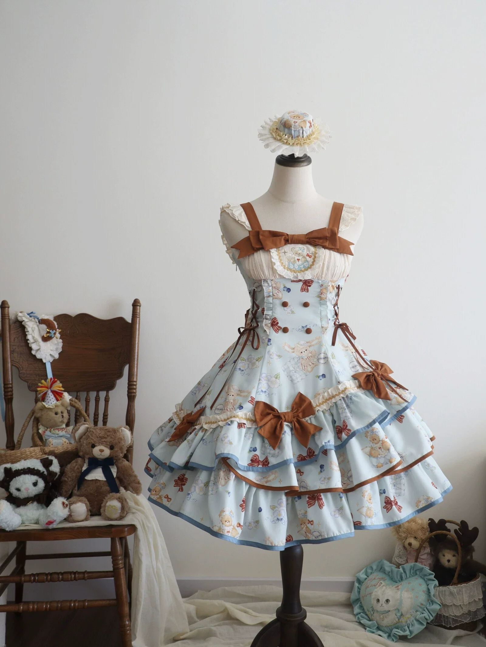 Cheese Mee Mee - Seaside Tea Party - Sweet Lolita Dress Cute Print JSK and Cape - Image 25