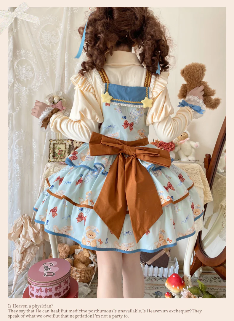 Cheese Mee Mee - Seaside Tea Party - Sweet Lolita Dress Cute Print JSK and Cape - Image 7