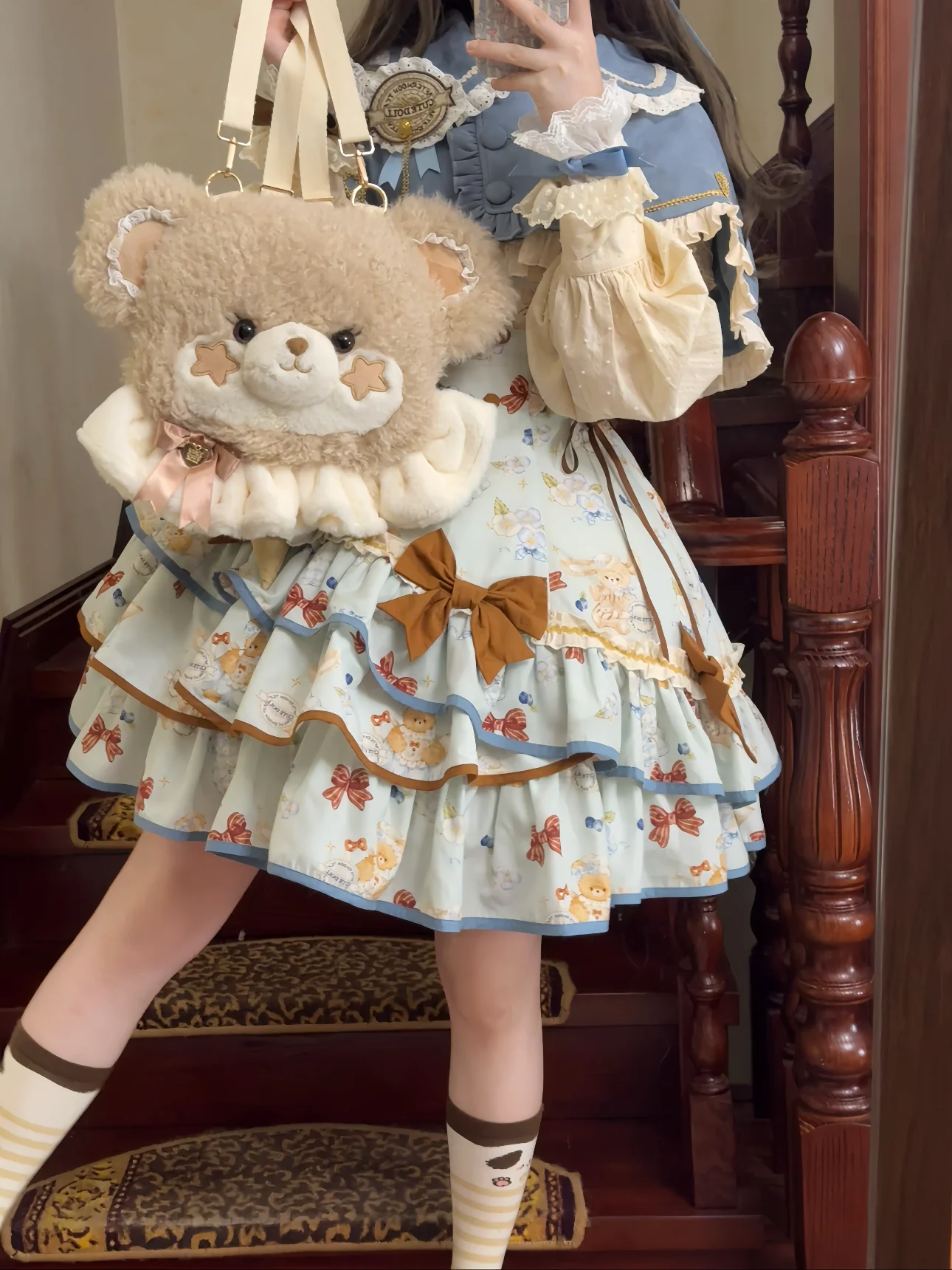 Cheese Mee Mee - Seaside Tea Party - Sweet Lolita Dress Cute Print JSK and Cape - Image 9