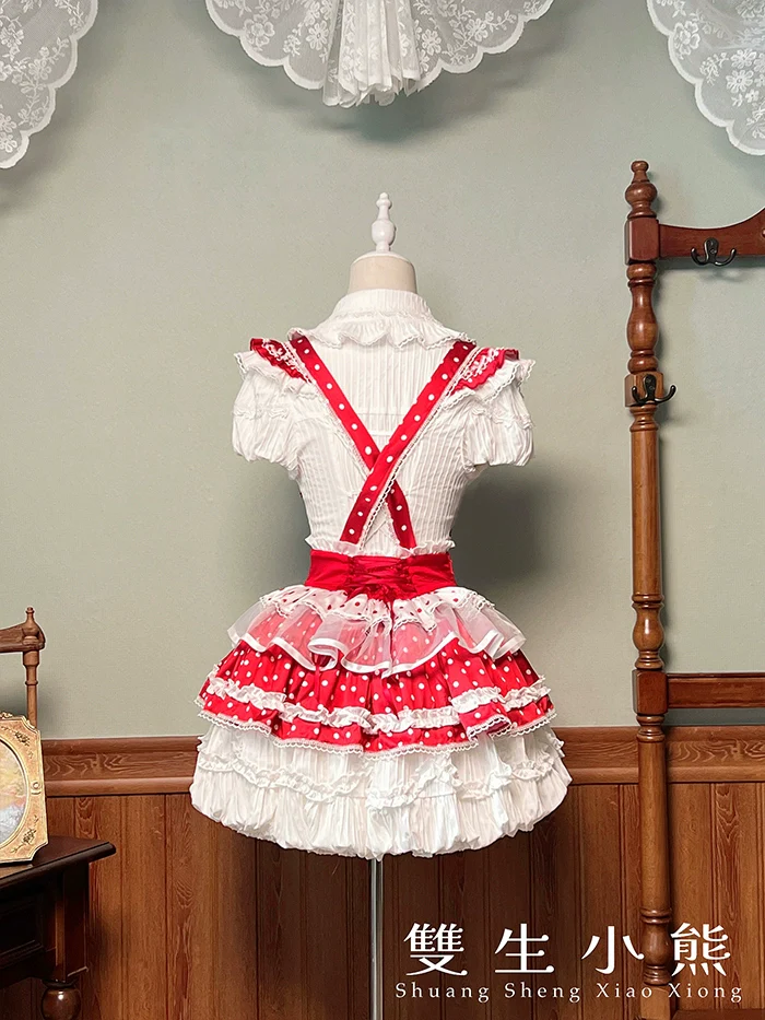 Shuang Sheng Xiao Xiong - Bite The Cake - Sweet Lolita Dress, Red & White Polka Dots - Image 11