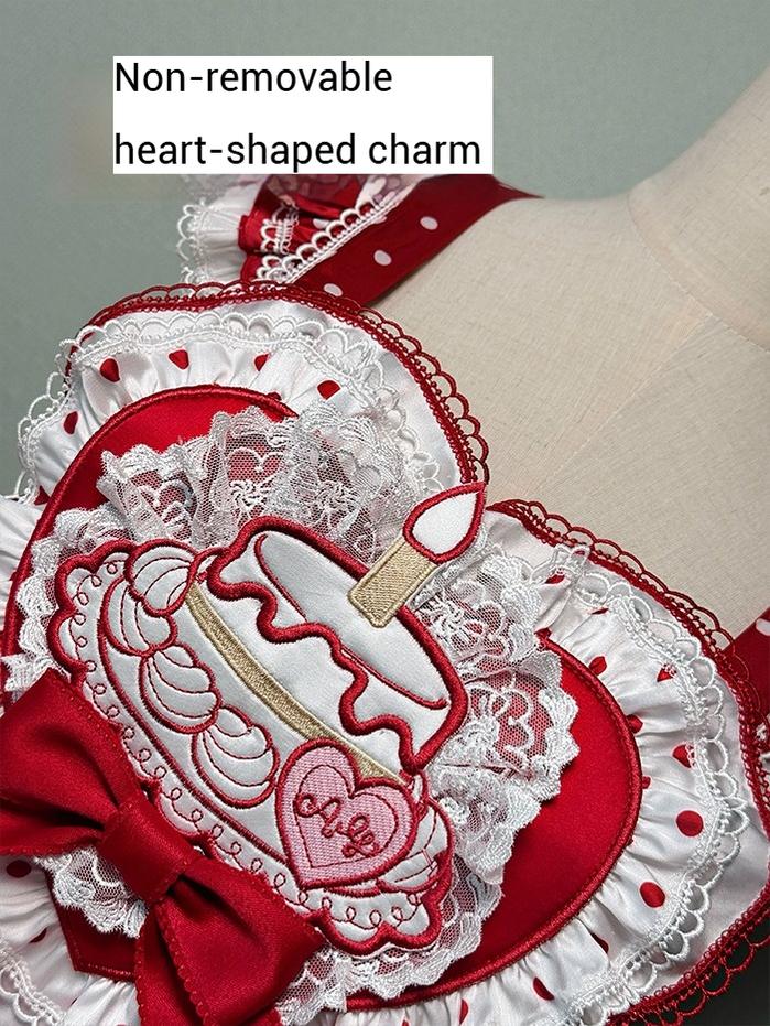 Shuang Sheng Xiao Xiong - Bite The Cake - Sweet Lolita Dress, Red & White Polka Dots - Image 15