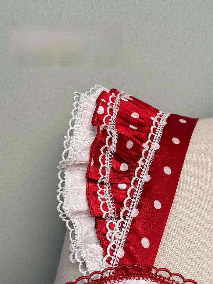 Shuang Sheng Xiao Xiong - Bite The Cake - Sweet Lolita Dress, Red & White Polka Dots - Image 16