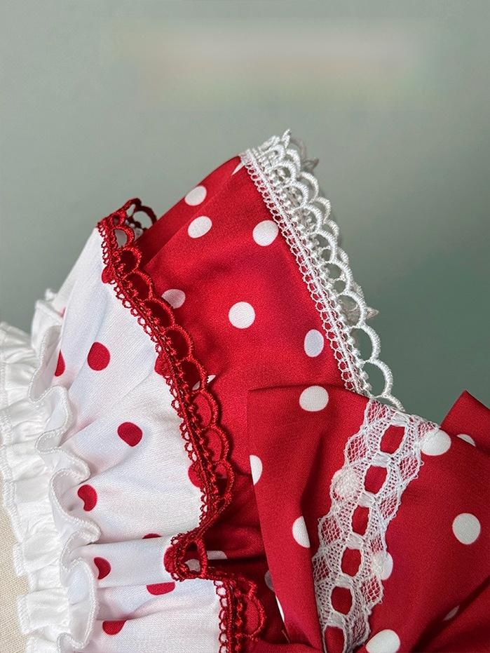Shuang Sheng Xiao Xiong - Bite The Cake - Sweet Lolita Dress, Red & White Polka Dots - Image 17